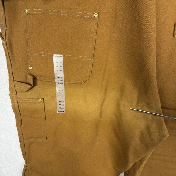 Carhartt Traditional Duck Bibs Overalls Quilt Lined 52x30 R02 BRN Brown NOS NWT - Picture 9 of 10